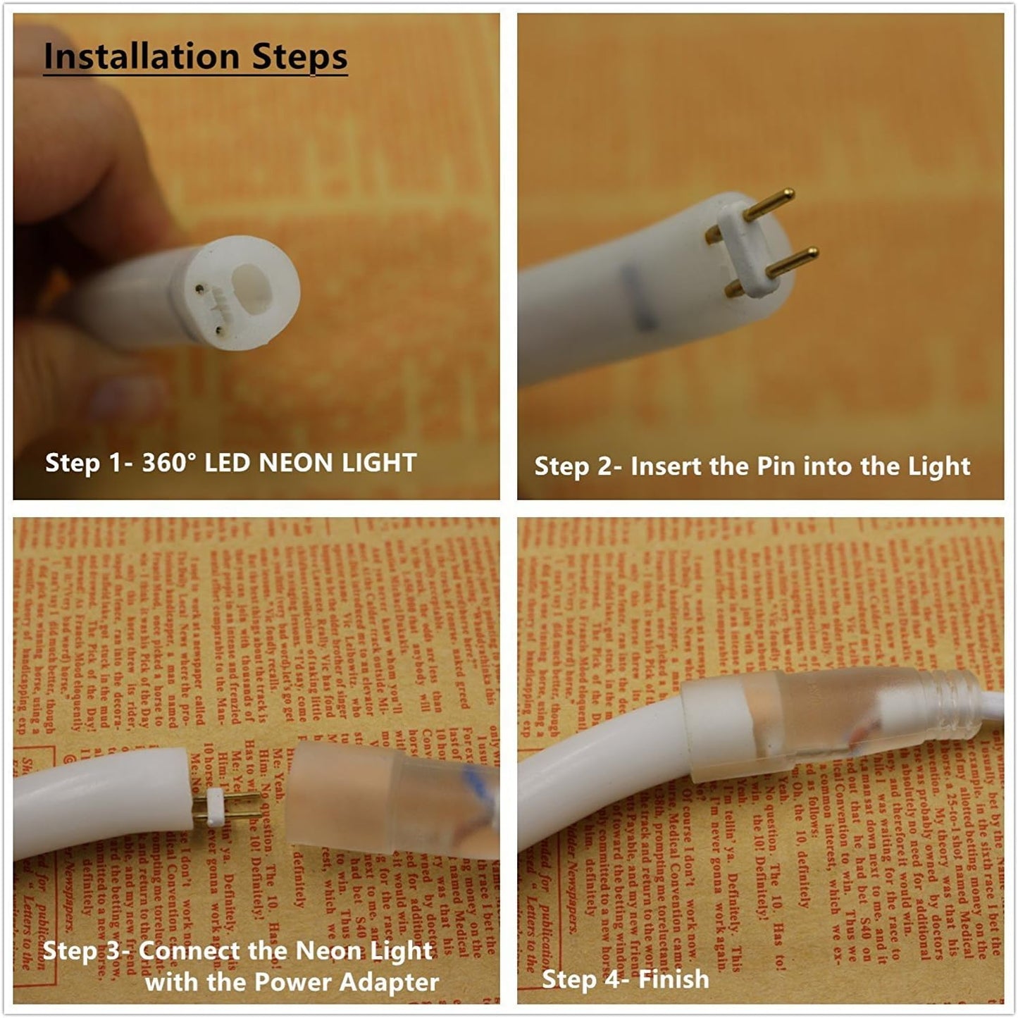 [Upgrade] 360° LED NEON Light, AC 110-120V Flexible 360 Degree LED Neon Strip Lights, Dimmable & Waterproof NEON LED Rope Light + Remote Controller for Decoration (32.8Ft/10M, White)