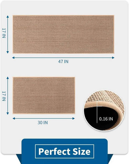 Kitchen Mat Set Non Slip Kitchen Rugs and Mats 2PCS Rubber Kitchen Floor Runner Rug 17"X30"+17"X47" Washable Kitchen Rugs Set Front of Sink Hallway Laundry Room Oats Beige