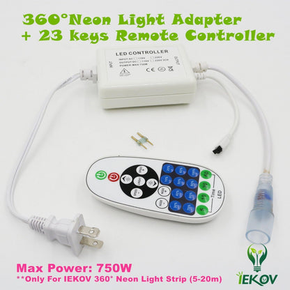 [Upgrade] 360° LED NEON Light, AC 110-120V Flexible 360 Degree LED Neon Strip Lights, Dimmable & Waterproof NEON LED Rope Light + Remote Controller for Decoration (32.8Ft/10M, White)