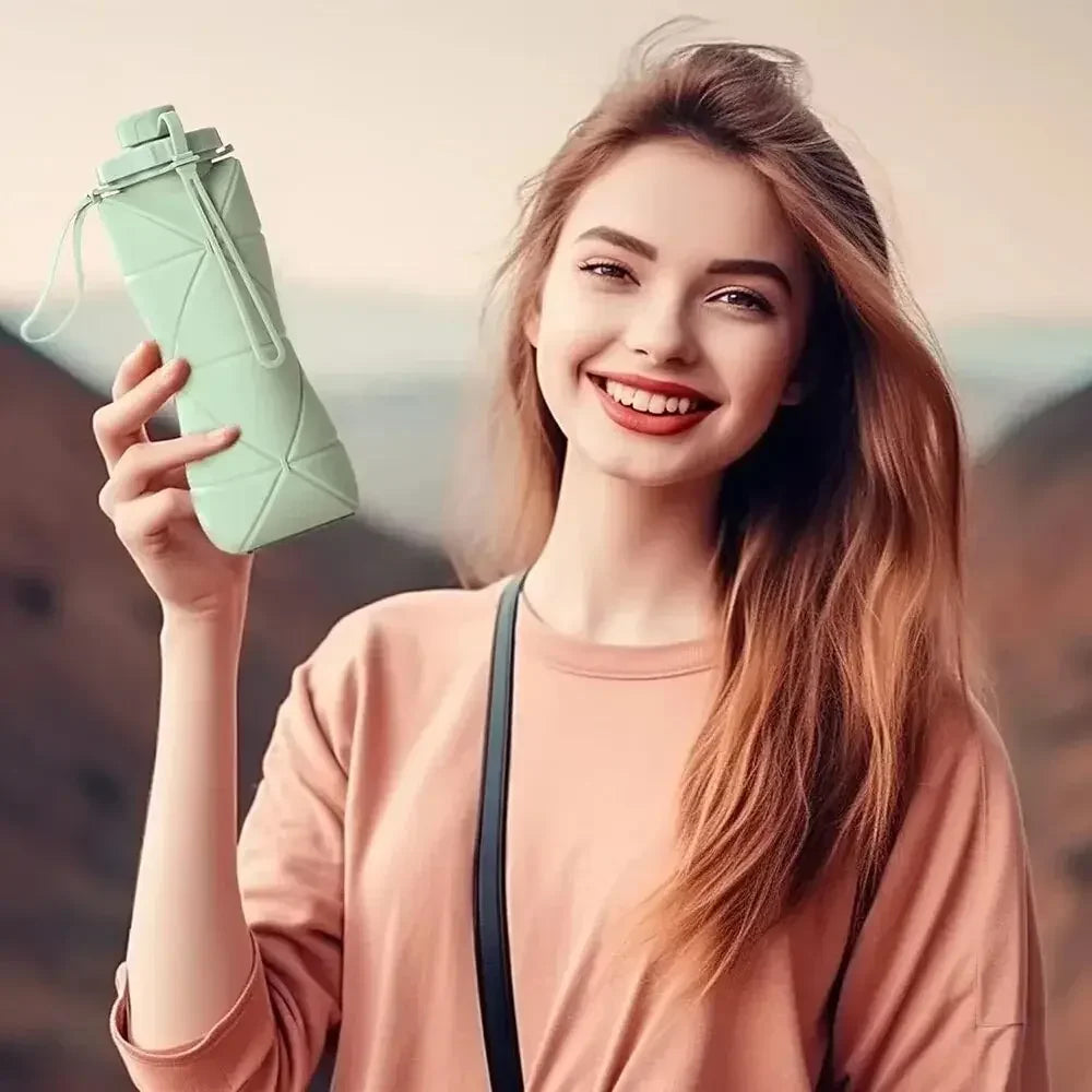 Silicone Folding Water Cup Outdoor Portable and Scalable Sports Collapsible Water Bottle Travel Camping Cup 2025 Handy Cup