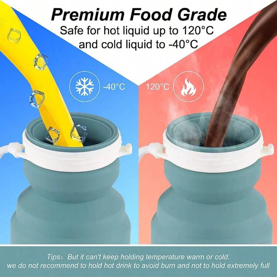 600ml Foldableable Water Bottle Reusable Bpa-Free Silicone Water Cup Foldableable Travel Water Bottle Fitness Camping Style Hiking Sports Light and Durable