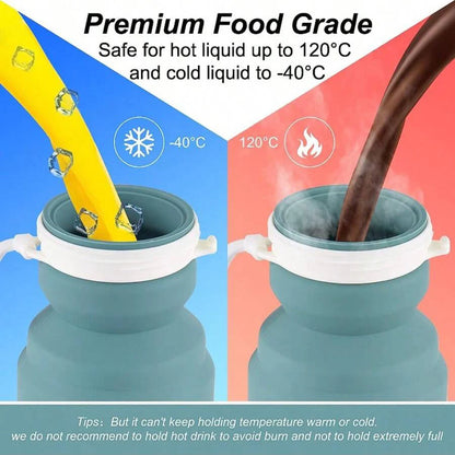 600ml Foldableable Water Bottle Reusable Bpa-Free Silicone Water Cup Foldableable Travel Water Bottle Fitness Camping Style Hiking Sports Light and Durable