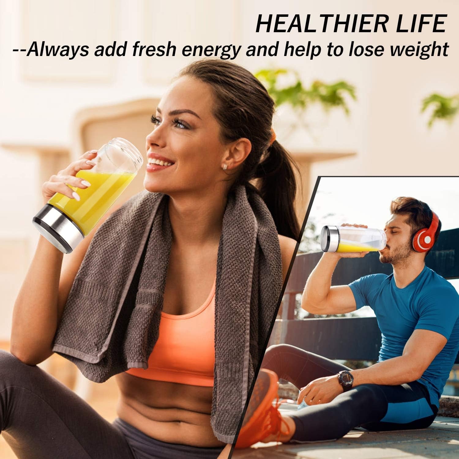 Portable Blender Glass,  Smoothie Blender to Go, Personal Blender Protein Shaker